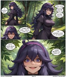 ai_art ass devianbar dialogue empty_eyes hex_maniac large_breasts long_hair pokemon purple_hair team_hypno text