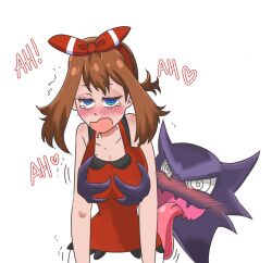 androgynous_dom blush breast_grab breasts drool femsub ghost groping haunter kanke latex licking may nintendo pokemon pokemon_(creature) pokemon_omega_ruby_and_alpha_sapphire spiral_eyes symbol_in_eyes tears