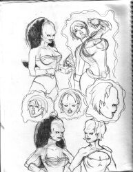  artist_request brain cleavage_cutout dc_comics female_only femdom femsub power_girl sketch tech_control wonder_woman 