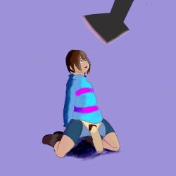  absurdres brown_hair dioforce frisk_(undertale) hypnotic_screen large_penis male_only malesub penis solo tagme tech_control undertale 