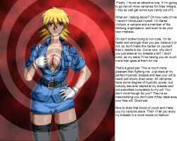 blonde_hair breasts caption cleavage female_only femdom hellsing hypnoslave1095_(manipper) hypnotic_breasts large_breasts looking_at_viewer manip open_clothes pov pov_sub red_eyes seras_victoria short_hair spiral text vampire