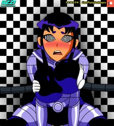  animated animated_gif blackfire blush breast_grab breasts dc_comics female_only femsub groping huge_breasts large_breasts looking_at_viewer mad_mod open_mouth solo spiral_eyes symbol_in_eyes teen_titans uzzi-ponydubberx 