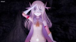 3d absurdres bandage cape dazed fate/kaleid_liner_prisma_illya fate/stay_night fate_(series) female_only femsub gloves illyasviel_von_einzbern long_hair open_mouth opera_gloves panties pasties poser ridley_(artist) ring_eyes saluting silver_hair spiral spiral_eyes standing standing_at_attention symbol_in_eyes topless underwear