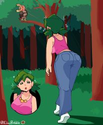 ass breasts dazed diana_(pokemon) drool elecbabble female_only femsub forest glowing_eyes hypnotic_eyes jeans leaning_forward nintendo noctowl pokemon pokemon_(anime) pokemon_(creature) pokemon_4ever_-_celebi:_the_voice_of_the_forest