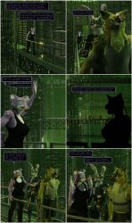  3d armor bodysuit borg bunny_girl cat_girl comic complex_background drone dronification expressionless femdom furry hivemind hypnotized_hypnotist laser_pointer latex malesub speech_bubble star_trek tech_control thalarynth_(manipper) thought_bubble wolf_boy 