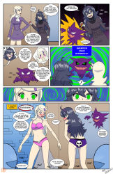  ace_trainer_(pokemon) androgynous androgynous_dom blush bra comic covering embarrassed exhibitionism femsub ghost haunter hex_maniac lingerie midriff mrbragas multiple_girls multiple_subs nintendo pokeball pokemon pokemon_(creature) pokemon_x_and_y psychic spiral_eyes swimsuit symbol_in_eyes text trance_break underwear 