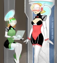  blonde_hair bodysuit breasts bzurrrf_(colorist) clover empty_eyes female_only femsub latex long_hair psuedonym red_hair sam short_hair small_breasts tech_control totally_spies western 