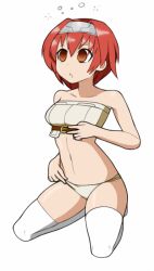 artist_request dazed empty_eyes expressionless falcom female_only femsub headband hyperdimension_neptunia midriff open_mouth red_eyes red_hair short_hair sitting solo source_request thighhighs