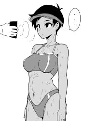  collarbone dc_comics empty_eyes femsub greyscale hat hypnotic_screen lois_lane midriff monochrome my_adventures_with_superman navel ookiyuzuki open_mouth phone short_hair simple_background standing standing_at_attention sweat swimsuit thigh_gap white_background 