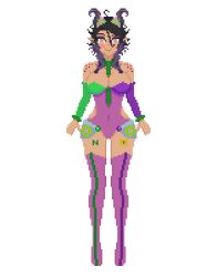  black_hair black_skin cat_ears dragon_girl femsub glowing glowing_eyes happy_trance horns maruchanvt nyarukavt pixel_art tech_control tie virtual_youtuber 