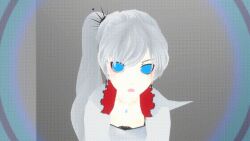  3d animated animated_gif breasts clothed dazed earrings female_only femsub happy_trance jewelry kaa_eyes long_hair open_mouth rwby spiral_eyes symbol_in_eyes tech_control tongue vynil weiss_schnee 