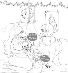  ahoge bbw blush chubby clothed doll drool femsub feralkoekje happy_trance huge_breasts jakey_(hypnonut005) kono_subarashii_sekai_ni_shukufuku_wo! lila_(sr_pelo) long_hair original ponytail sketch spooky_month text wide_hips wiz_(konosuba) 