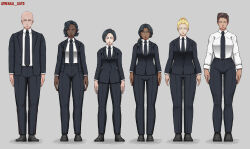  agnikka_sato corporatification expressionless femsub malesub mass_hypnosis spiral_eyes standing standing_at_attention suit uniform 