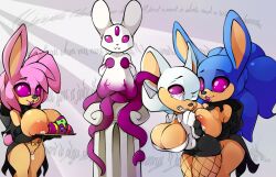  alien amy_rose arms_behind_back bat_girl blue_hair bottomless brain_injection breasts bunny_girl cleavage corruption eggs femsub fishnets furry genderswap happy_trance hedgehog_girl lactation large_breasts lavenderrose pink_eyes pink_hair pussy_juice resisting rouge_the_bat short_hair sonic_the_hedgehog sonic_the_hedgehog_(series) tentacles transformation white_hair 