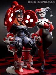 3d animated animated_gif ass barefoot batgirl bondage chair dc_comics drool femdom femsub harley_quinn huge_ass huge_breasts huge_hips hypnotic_eyes restrained spiral_eyes tagme tech_control thehypnopotamus watermark
