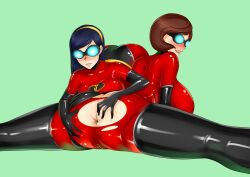  absurdres anus ass black_hair blush breasts brown_hair disney drool elastigirl expressionless female_only femsub glowing goggles happy_trance helen_parr huge_ass hypnotic_accessory incest large_breasts latex long_hair mask milf mother_and_daughter oo_sebastian_oo open_mouth short_hair super_hero tech_control the_incredibles thick_thighs violet_parr yuri 