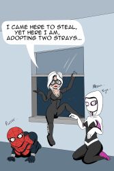 black_cat femdom femsub isankura marvel_comics pet_play spider-girl spider-gwen super_hero text