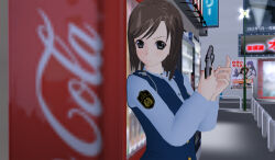 3d 3d_custom_girl brown_hair gun original police_uniform text