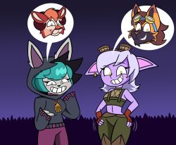  blep_(mattmiles1995) blush breast_fondling breasts eye_color_change femsub fingerless_gloves furry gloves goggles goggles_on_head green_eyes green_hair hand_on_hip hood hoodie league_of_legends maledom midriff miles_(mattmiles1995) multicolored_eyes navel night original outdoors possession short_hair smile speech_bubble tazi_phantom_(phantomtaz61286) tristana_(league_of_legends) vex_(league_of_legends) white_hair yellow_eyes yordle 