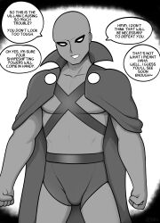 abarus alien clothed dc_comics dialogue english_text male_only martian_manhunter monochrome super_hero text