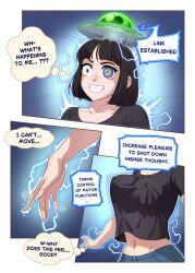 alien black_hair chien_vietnam comic electricity erect_nipples female_only femsub hypnotic_eyes ring_eyes shrunken_irises tech_control ufo ufo_hat