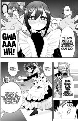 comic femsub greyscale heart_eyes kishika_torotoro kiss_zombie maid mei_meido mimimi_utsukushisugi monochrome rentarou_aijou resisting shizuka_yoshimoto text the_100_girlfriends_who_really,_really,_really,_really,_really_love_you