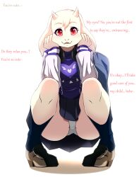 breasts caption caption_only female_only femdom furry goat_girl large_breasts looking_at_viewer manip monster open_mouth panties pov pov_sub school_uniform text toriel_dreemurr undertale underwear zeldaishot_(manipper) 
