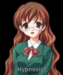  animated animated_gif blush breasts brown_eyes brown_hair dazed dialogue empty_eyes female_only femsub glasses long_hair nozomi_akemi penlight school_uniform text topless 