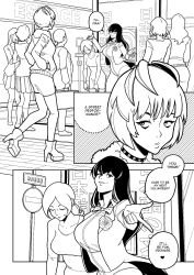 black_hair choker comic efalabrino female_only femdom femsub open_mouth pendulum persona_(series) persona_5 tae_takemi text thought_bubble