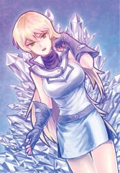 alexis_rhodes blonde_hair brown_eyes empty_eyes evil_smile female_only fingerless_gloves gloves open_mouth school_uniform sketch smile society_of_light solo traditional very_long_hair yu-gi-oh! yu-gi-oh!_gx
