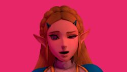  3d animated animated_gif blonde_hair blue_eyes breath_of_the_wild clothed confused dazed distortingreality elf_ears female_only femsub happy_trance nintendo open_mouth pink_eyes princess princess_zelda spiral_eyes swaying symbol_in_eyes the_legend_of_zelda 