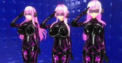  3d alternate_costume alternate_hair_color before_and_after bodysuit breasts custom_maid_3d_2 cyber-sexaroid_(dndniwana3s) drone expressionless fate/grand_order fate_(series) female_only femsub girls_frontline hidoi_koto_suru_man hk416_(girls_frontline) huge_breasts hypnotic_accessory kantai_collection large_breasts latex long_hair multiple_girls multiple_subs pink_hair ponytail rubber saluting scathach_(fate/grand_order) standing standing_at_attention tech_control visor yamato_(kantai_collection) 