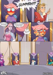 adora blush comic dialogue dracedomino_(writer) embarrassed female_only femsub glimmer mermista nsfani queen queen_angella she-ra_and_the_princesses_of_power spinnerella text
