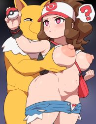  altered_common_sense ass ass_rub blush breast_grab breasts brown_hair clothed_sex groping hat hilda huge_breasts hypno jean_shorts kabeume nintendo pink_eyes pokemon pokemon_black_and_white pokephilia ponytail rape ribbon sex sweat unaware undressing 