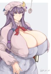 artist_request breasts cleavage empty_eyes female_only femsub happy_trance hat huge_breasts icontrol_(manipper) long_hair manip patchouli_knowledge pendulum purple_eyes purple_hair smile solo touhou