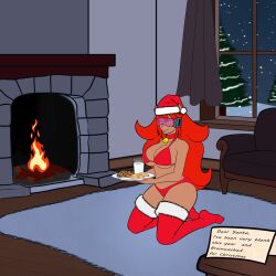 allison_(argonis) christmas color cookies cow_girl dark_skin drool happy_trance horns katsiika lingerie spiral visor