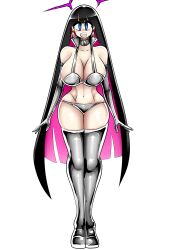  absurdres avery_ako_(mizustyle) breasts choker cleavage costume earrings empty_eyes female_only femsub halo happy_trance large_breasts mizustyle original slime solo tagme thighhighs transparent_background very_long_hair 