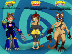  bodysuit breasts brown_hair cat_ears cat_girl claws cleavage clothed crash_bandicoot_(series) drool expressionless fangs female_only femsub furry gameoverse greato happy_trance helmet kit_bodega_(gameoverse) n-tranced navel nipples nude red_eyes spiral_eyes tech_control text transformation wall_eyed 