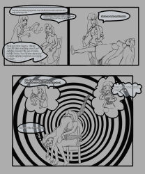 altered_perception bottomless bra breasts comic cunnilingus dialogue female_only femdom femsub floating greyscale illusion long_hair nostylin nude oral panties pendulum text thighhighs topless underwear undressing yuri