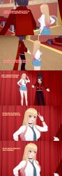  absurdres anoni_hypno aware black_hair blonde_hair choker closed_eyes clothed dialogue english_text gyaru hair_covering_both_eyes long_hair marin_kitagawa my_dress-up_darling short_hair stage_hypnosis text top_hat v 