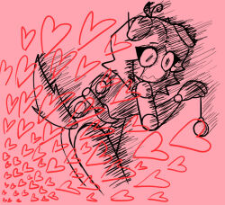 ahoge animal_ears antenna ass dog_girl doll doll_joints drool female_only femdom femsub grey_background happy_trance heart humor legs long_hair looking_back midriff navel nude pendulum ring_eyes simple_background smile tail virtualgirlthing wind-up_key