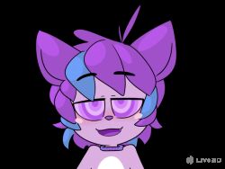  ahoge animated animated_gif blush cat_boy collar dazed furry happy_trance kaa_eyes kaitty_(kaittycat) kaittycat looking_at_viewer male_only malesub open_mouth original purple_hair solo spiral symbol_in_eyes topless transparent_background 