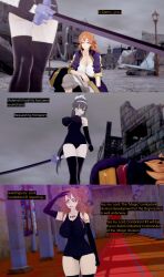  3d barcode black_clover black_hair cyanstargazer empty_eyes enemy_conversion expressionless femsub hundred_line kyoshika_magadori large_breasts leotard mereoleona_vermillion orange_hair saluting text 