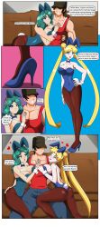 angry ass blonde_hair bunny_ears bunny_girl bunnysuit comic dialogue dlobo777 empty_eyes green_hair happy_trance large_breasts pantyhose sailor_moon sailor_moon_(series) sailor_neptune text