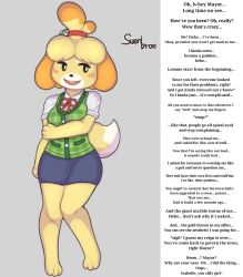  accidental_hypnosis animal_crossing bare_legs caption caption_only clothed embarrassed femdom furrwhore_(manipper) furry hair_ornament humor isabelle_(animal_crossing) manip nintendo non-human_feet open_mouth pov pov_sub ribbon shirt short_hair signature simple_background skirt smile suenbroe tagme text yellow_skin 