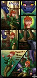 absurdres claire_dearing coils comic hypnotic_eyes jurassic_world kaa_eyes open_mouth ordeper_arts ponytail red_hair resisting snake text