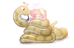 absurdres animals_only coils forked_tongue happy_trance heart horse kaa_eyes my_little_pony original pink_hair short_hair snake tongue tongue_out xaigatomon