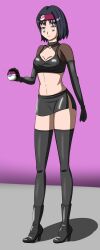  black_hair empty_eyes erika_(pokemon) femsub large_breasts nintendo pokeball pokemon short_hair spiral_eyes surrisaki 