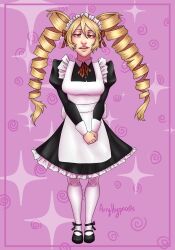  absurdres arryhypnosis drill_hair female_only femsub happy_trance maid original solo spiral_eyes stage_hypnosis symbol_in_eyes tortellini_(whatapizzashit) 