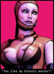 3d bald ball_gag breasts cleavage collarbone dialogue gag hitman_absolution hypnotized_dom large_breasts lipstick manip milf mrs._cooper netorare ourmonkeymasters_(manipper) red_lipstick small_breasts spiral_eyes subsurfaced symbol_in_eyes tattoo text